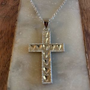 Italian Necklace Chain Cross Solid Sterling Silver Cross necklace 16 inch